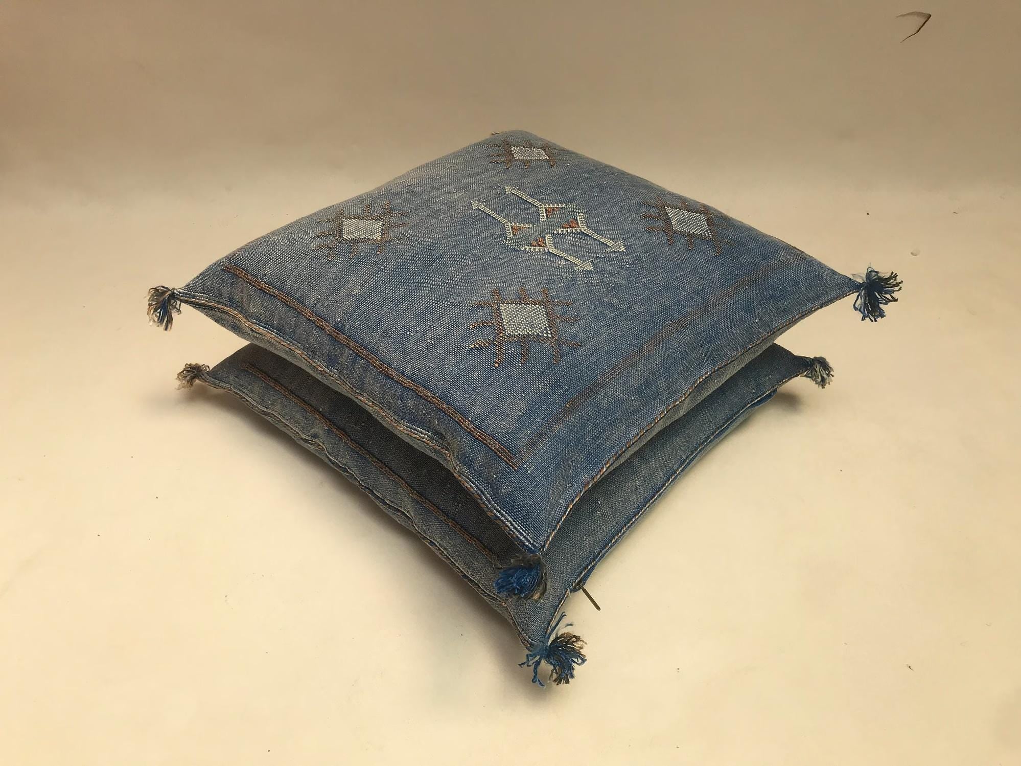 Blue Moroccan Cactus Silk Pillow ALL SIZES - product image 7