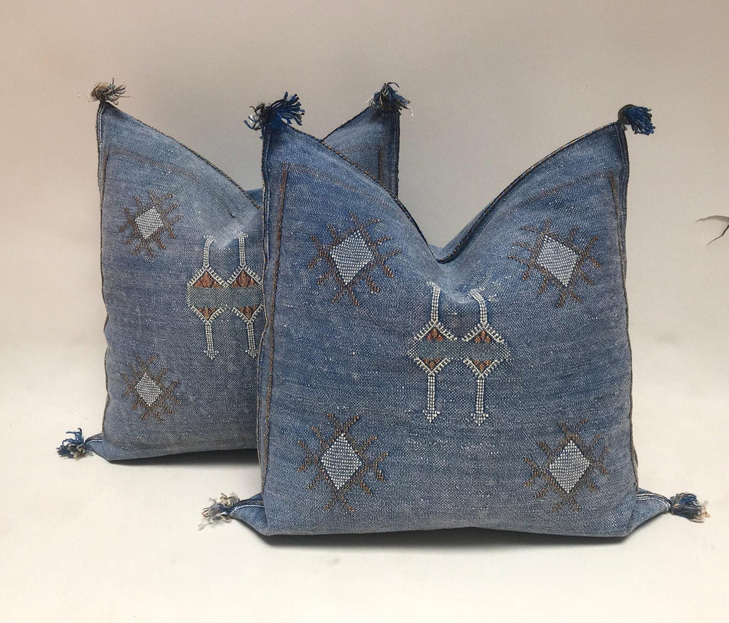 Blue Moroccan Cactus Silk Pillow ALL SIZES - product image 10