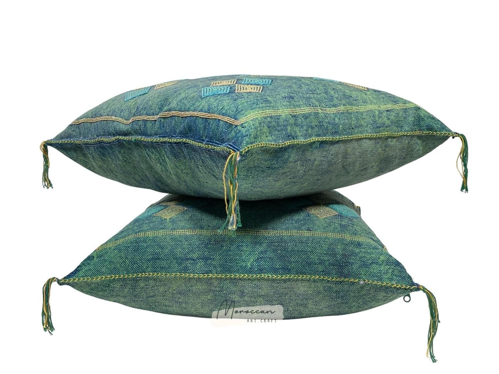 Green Moroccan Cactus Silk Pillow ALL SIZES - product image 3