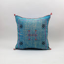 Handmade Moroccan Cactus Silk Pillow, Blue Embroidered Lumbar Cushion - product image 8
