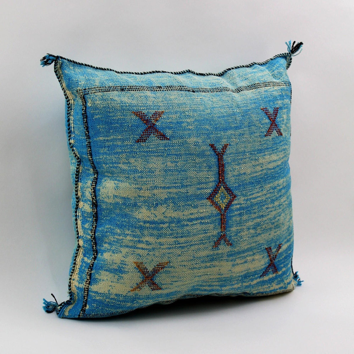 Sky Blue Pillows silk All sizes ,Pillow Cactus Silk, BlueLumbar Cushion Handmade Silk Decorative Pillow - product image 5