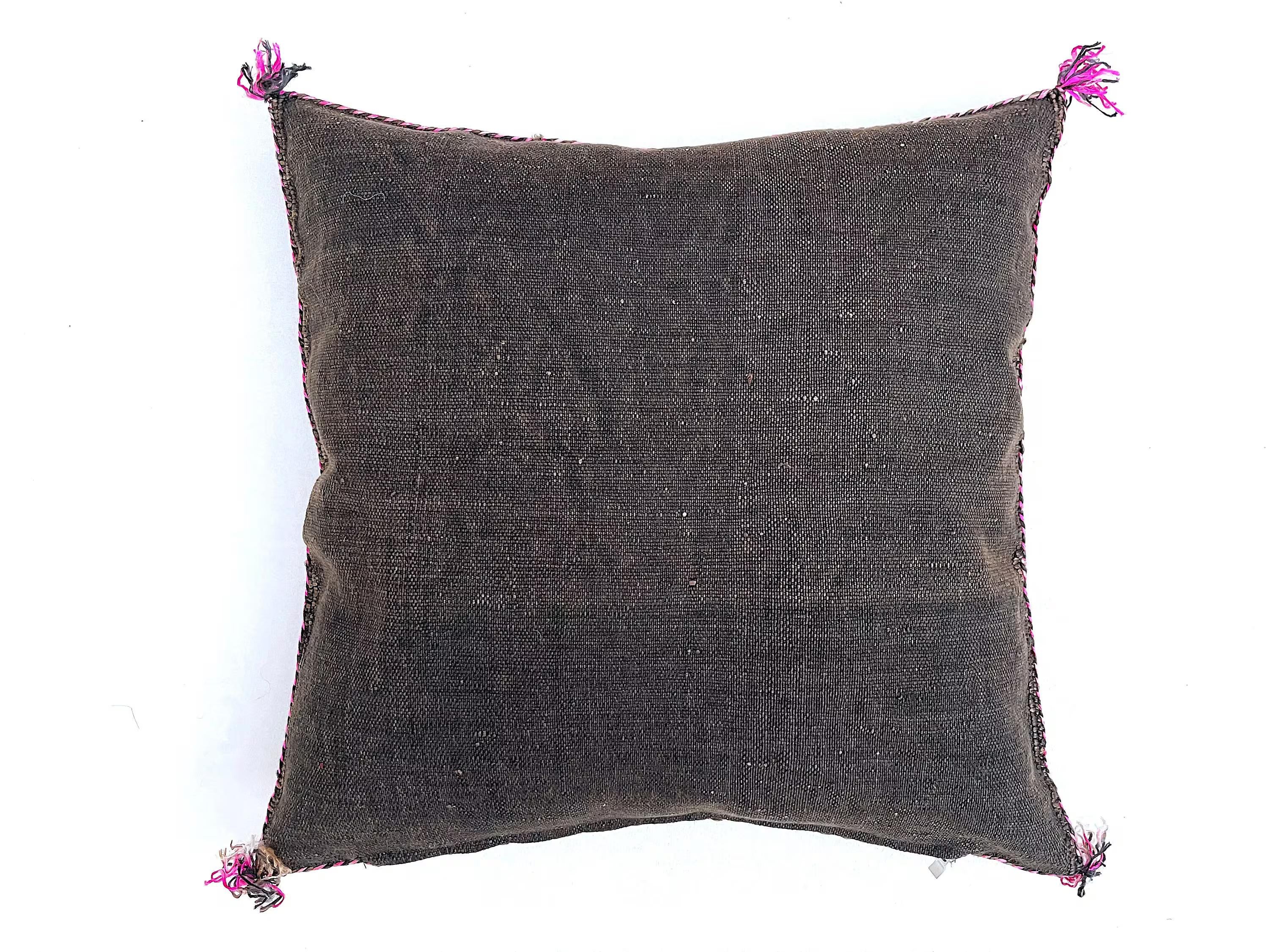 Brown silk pillow, Moroccan Sabra cushion, handmade cactus silk pillow, Berber Sabra cushion, Pillow Thro - product image 4