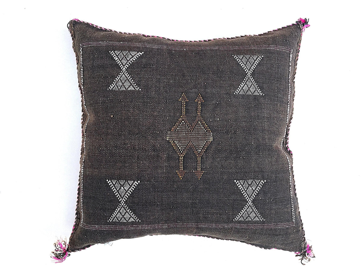 Brown silk pillow, Moroccan Sabra cushion, handmade cactus silk pillow, Berber Sabra cushion, Pillow Thro - product image 5