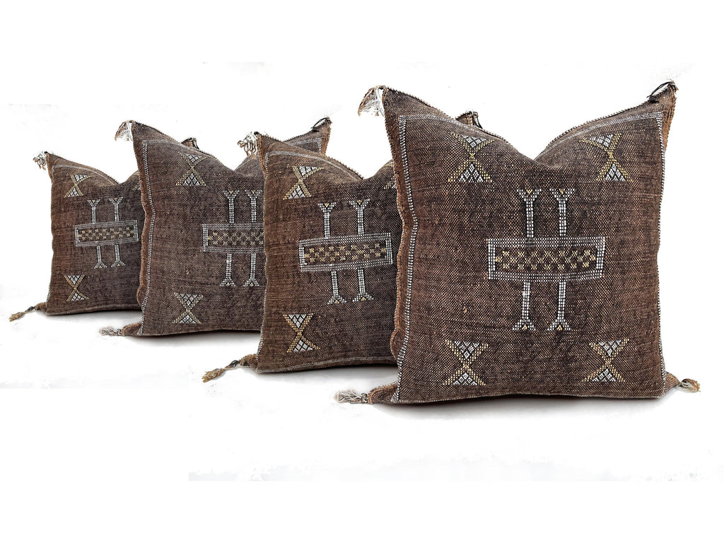 Brown CACTUS SILK PILLOW 20x20 , Brown pillow Cactus Silk - Throw pillow case - Lumbar Cushion - Brown pi - product image 2
