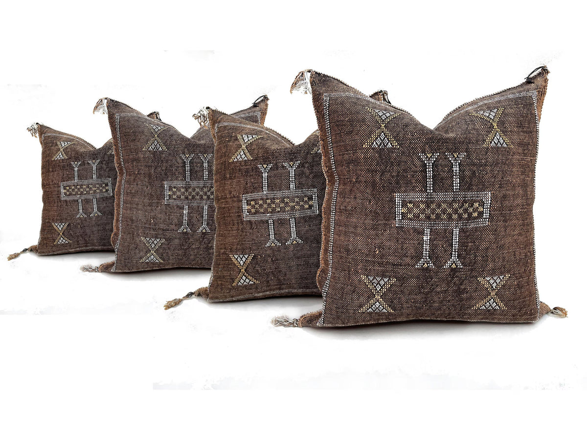 Brown CACTUS SILK PILLOW 20x20 , Brown pillow Cactus Silk - Throw pillow case - Lumbar Cushion - Brown pi - product image 2
