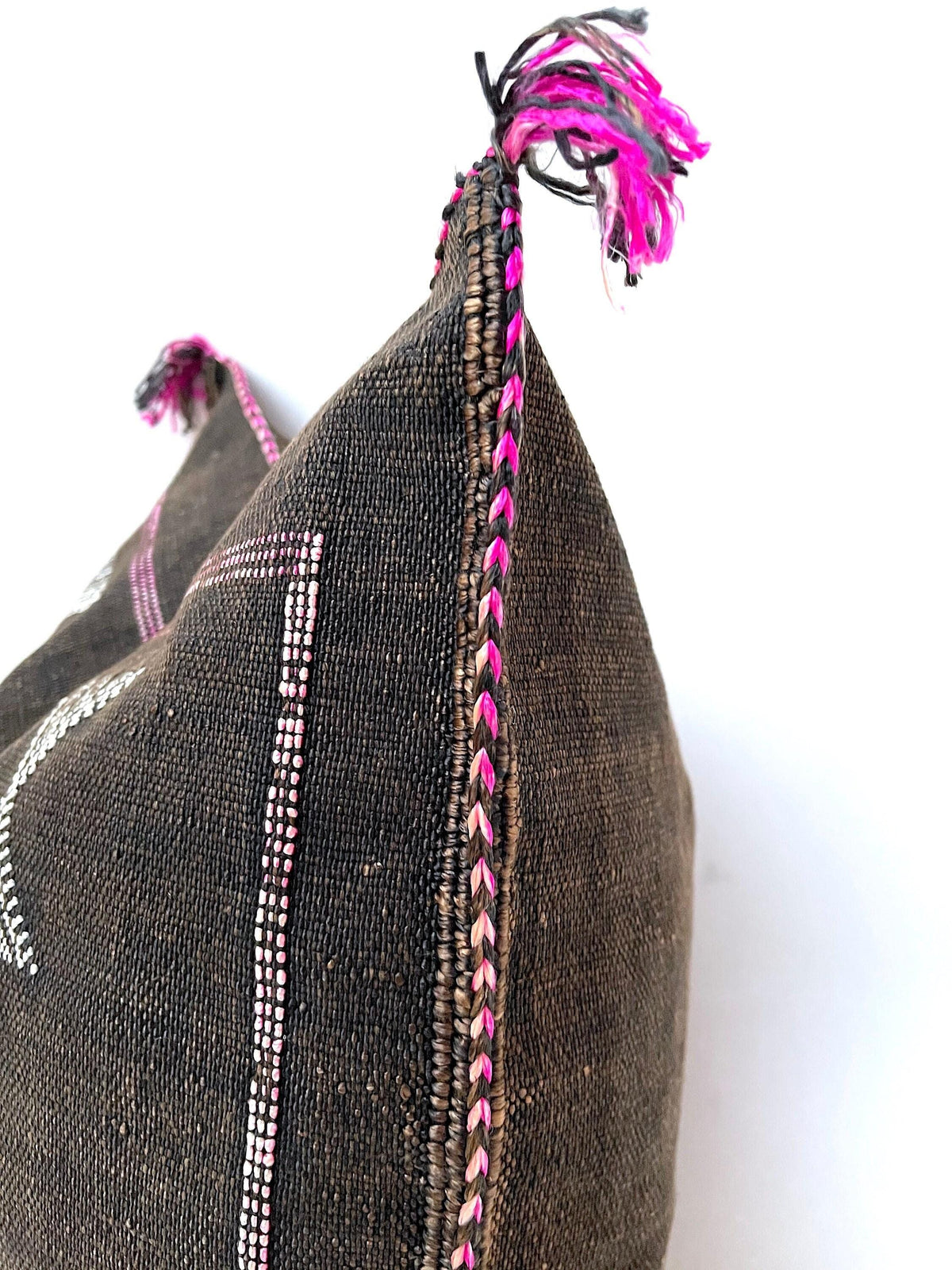 Brown silk pillow, Moroccan Sabra cushion, handmade cactus silk pillow, Berber Sabra cushion, Pillow Thro - product image 9