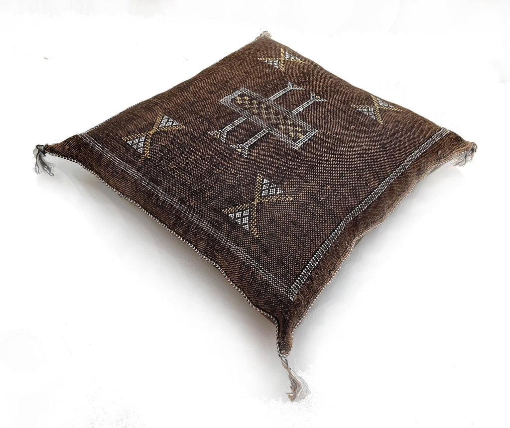 Brown CACTUS SILK PILLOW 20x20 , Brown pillow Cactus Silk - Throw pillow case - Lumbar Cushion - Brown pi - product image 4