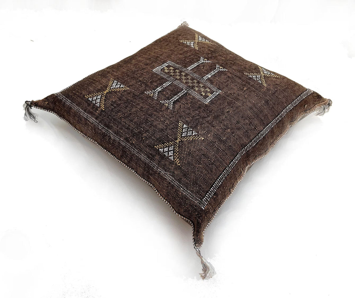 Brown CACTUS SILK PILLOW 20x20 , Brown pillow Cactus Silk - Throw pillow case - Lumbar Cushion - Brown pi - product image 4