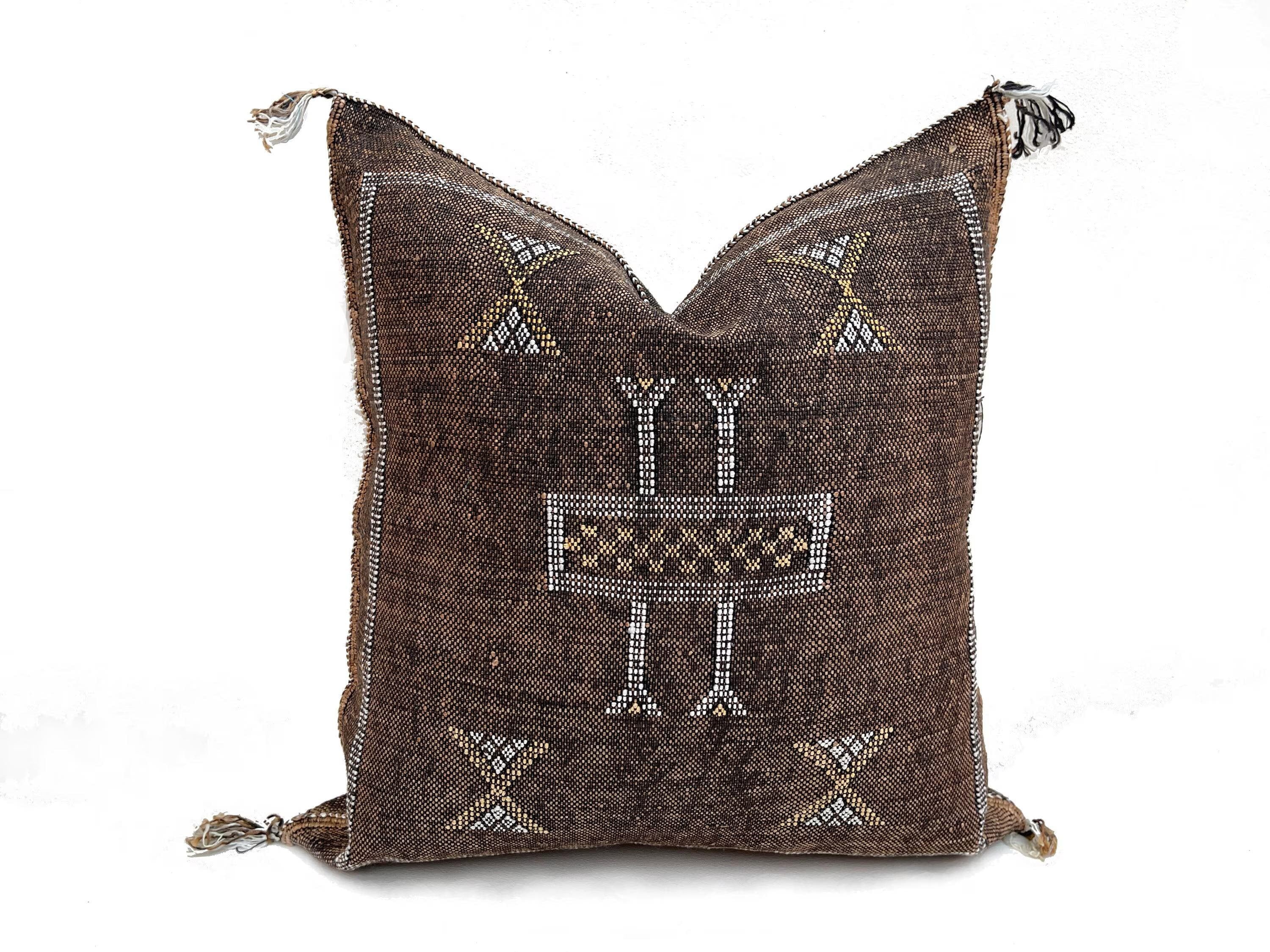 Brown CACTUS SILK PILLOW 20x20 , Brown pillow Cactus Silk - Throw pillow case - Lumbar Cushion - Brown pi - product image 5