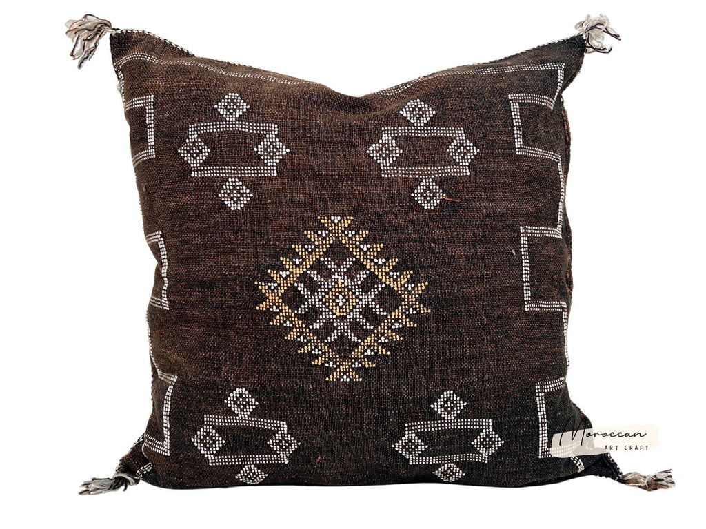 Brown Pillows silk All sizes ,Pillow Cactus Silk, Moroccan Lumbar Cushion Handmade Silk Decorative Pillow - product image 1