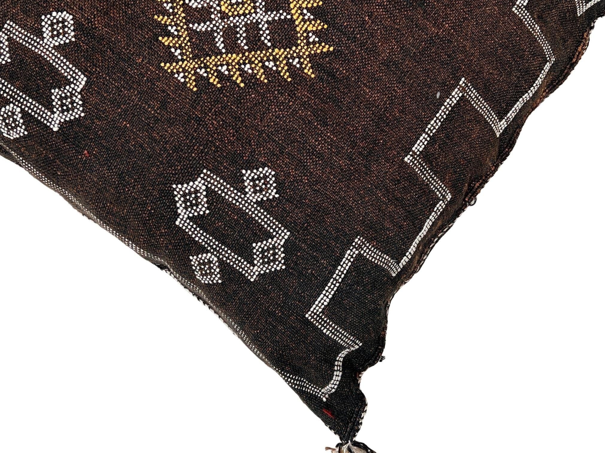 Brown Pillows silk All sizes ,Pillow Cactus Silk, Moroccan Lumbar Cushion Handmade Silk Decorative Pillow - product image 4