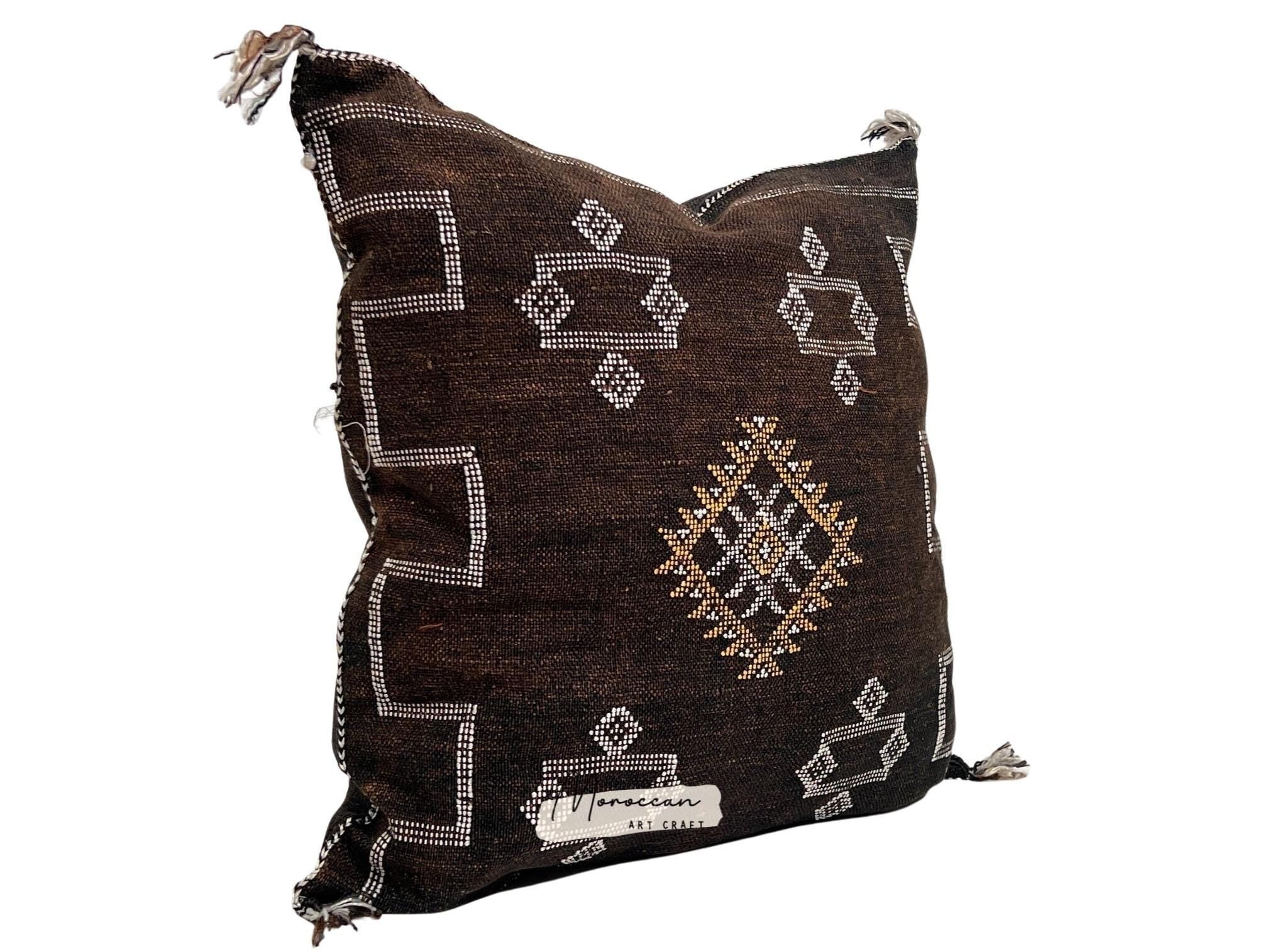 Brown Pillows silk All sizes ,Pillow Cactus Silk, Moroccan Lumbar Cushion Handmade Silk Decorative Pillow - product image 6