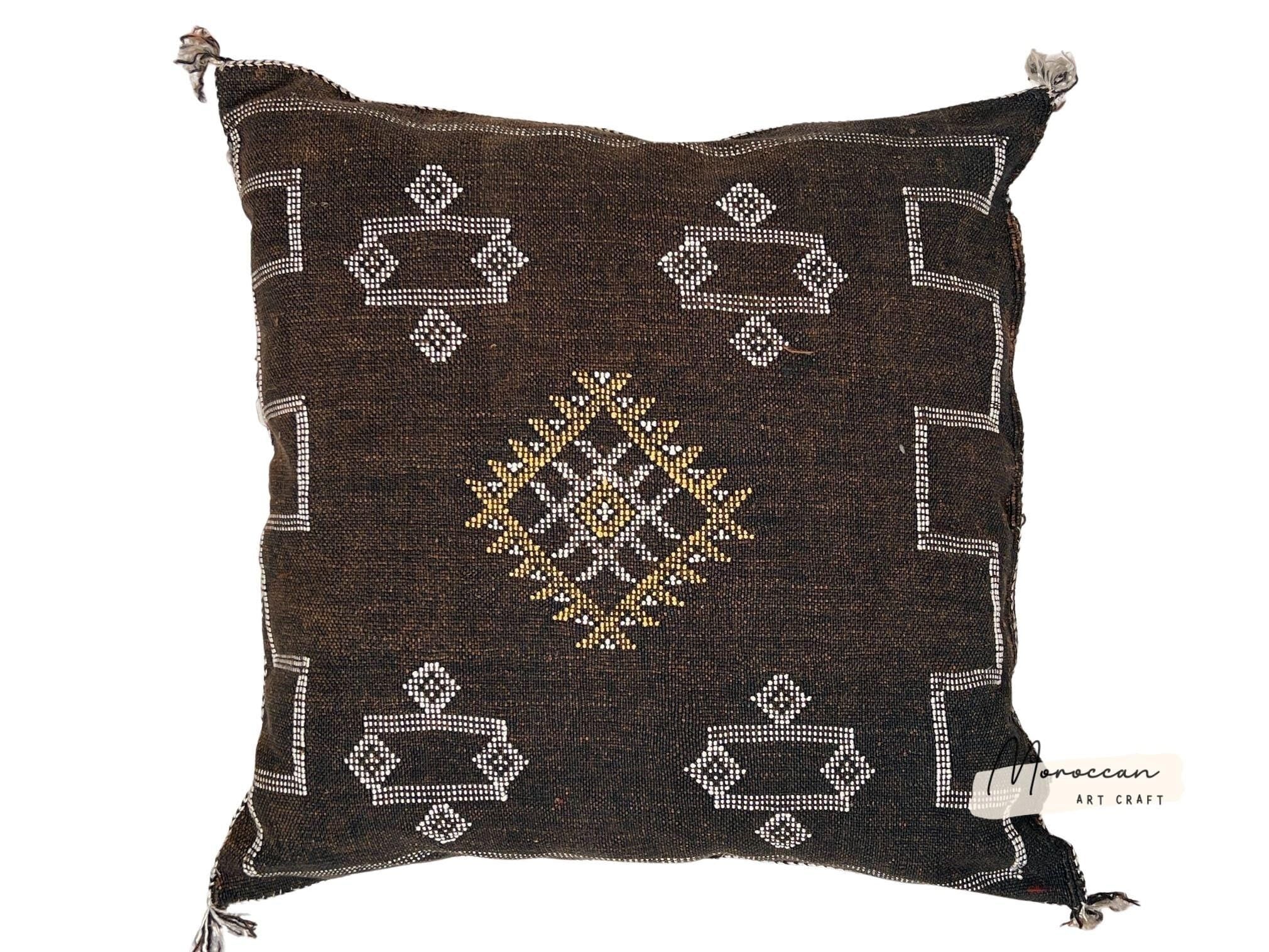 Brown Pillows silk All sizes ,Pillow Cactus Silk, Moroccan Lumbar Cushion Handmade Silk Decorative Pillow - product image 8