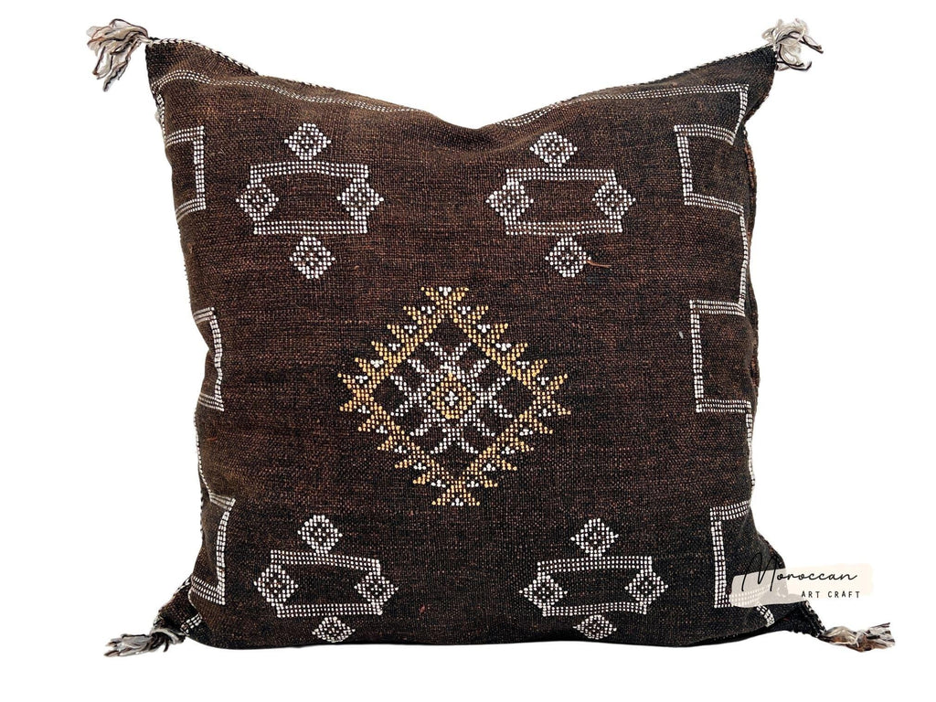 Brown Pillows silk All sizes ,Pillow Cactus Silk, Moroccan Lumbar Cushion Handmade Silk Decorative Pillow - product image 9