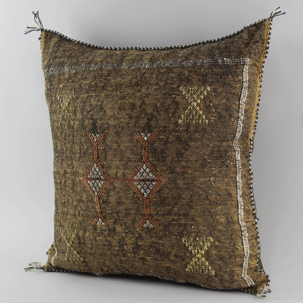 Brown Cactus silk pillow, Moroccan Sabra cushion, cactus silk pillow, Berber Sabra cushion, Pillow Throw - product image 3