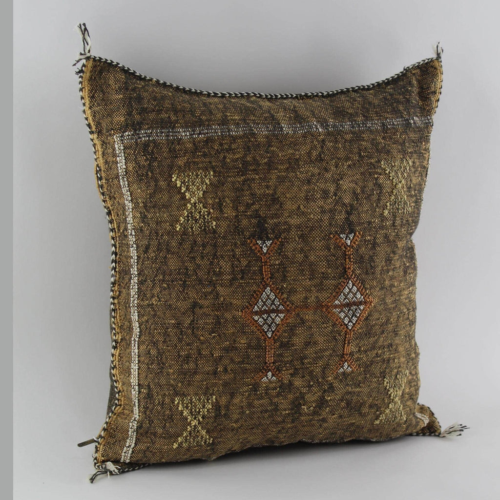 Brown Cactus silk pillow, Moroccan Sabra cushion, cactus silk pillow, Berber Sabra cushion, Pillow Throw - product image 5