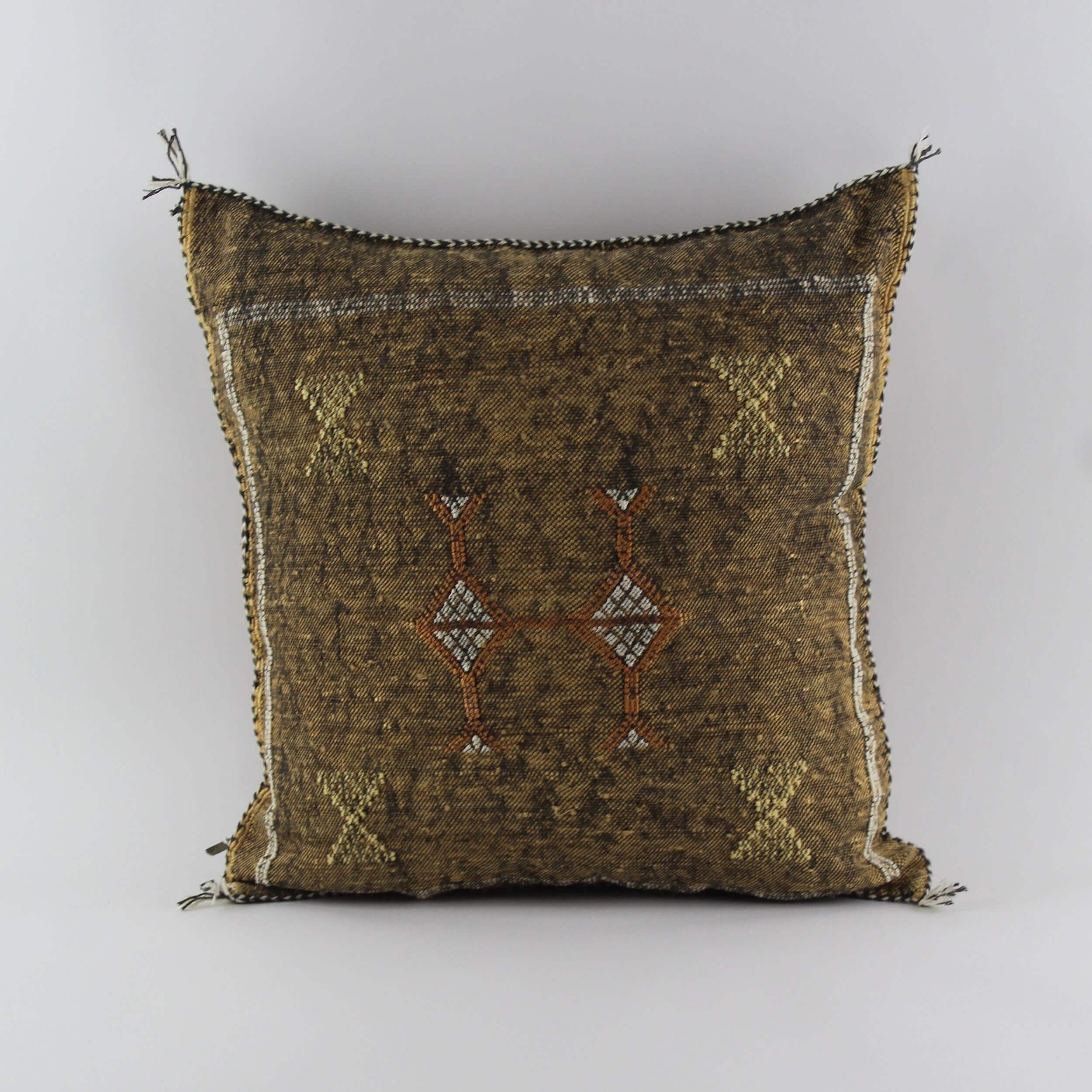 Brown Cactus silk pillow, Moroccan Sabra cushion, cactus silk pillow, Berber Sabra cushion, Pillow Throw - product image 8