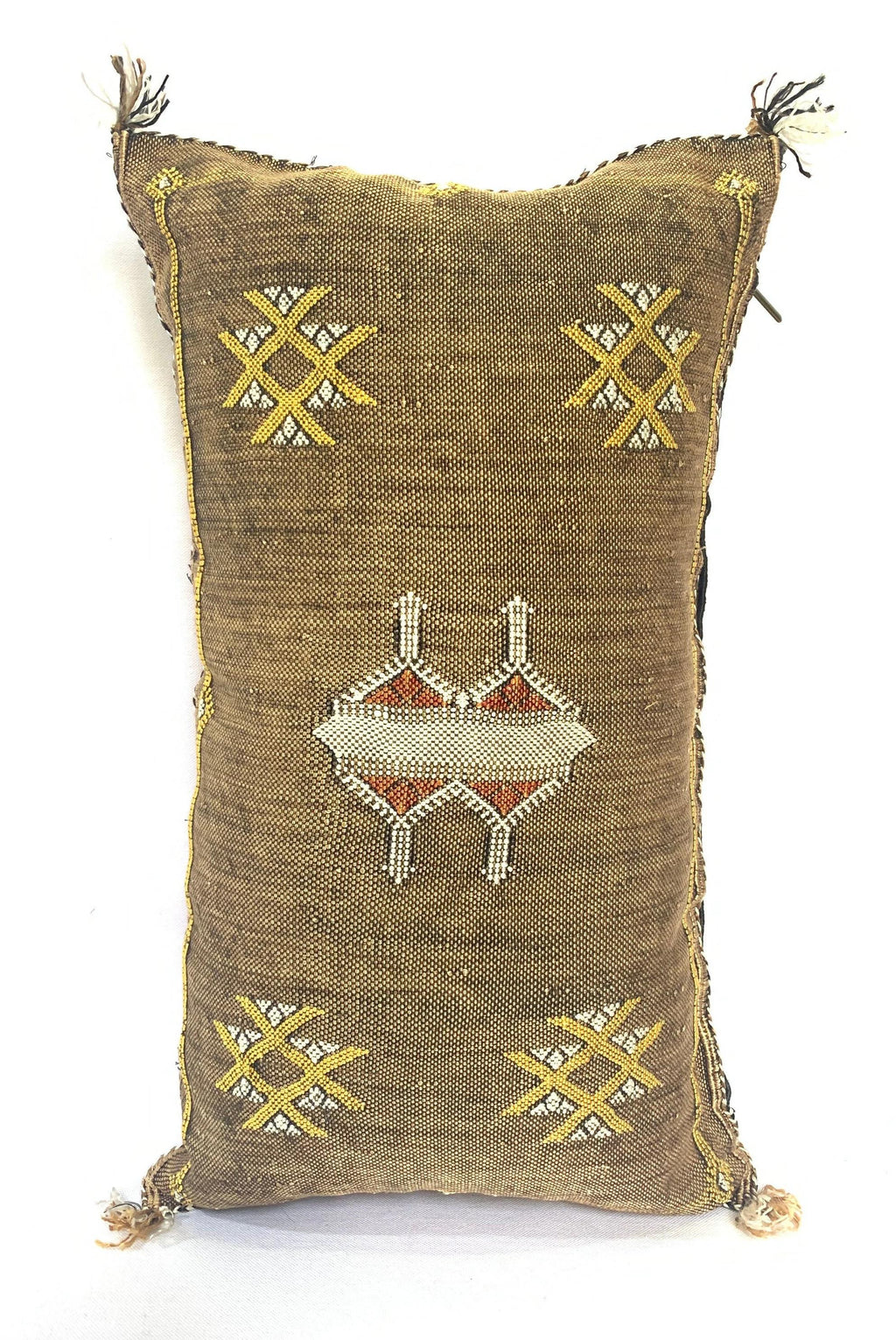 Brown silk pillow, Moroccan Sabra cushion, handmade cactus silk pillow, Berber Sabra cushion, Pillow Thro - product image 4