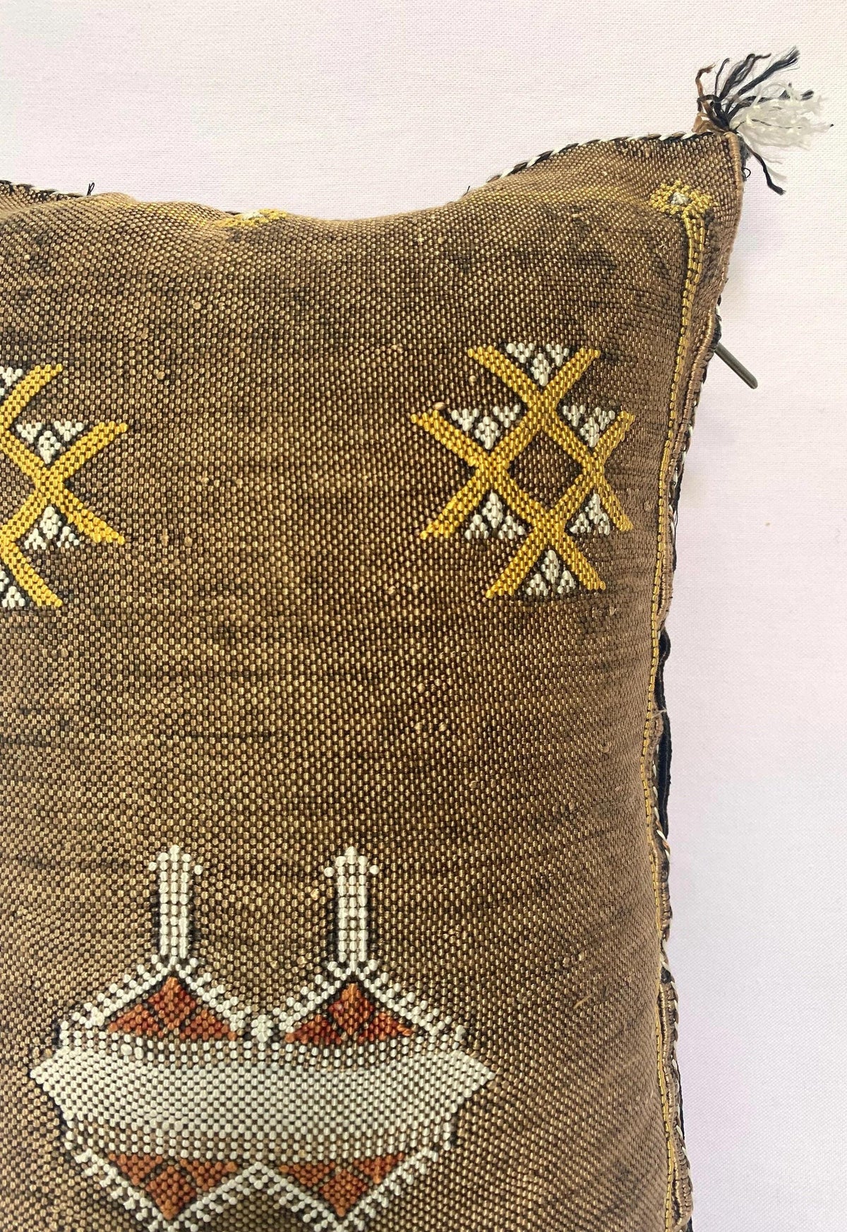 Brown silk pillow, Moroccan Sabra cushion, handmade cactus silk pillow, Berber Sabra cushion, Pillow Thro - product image 7