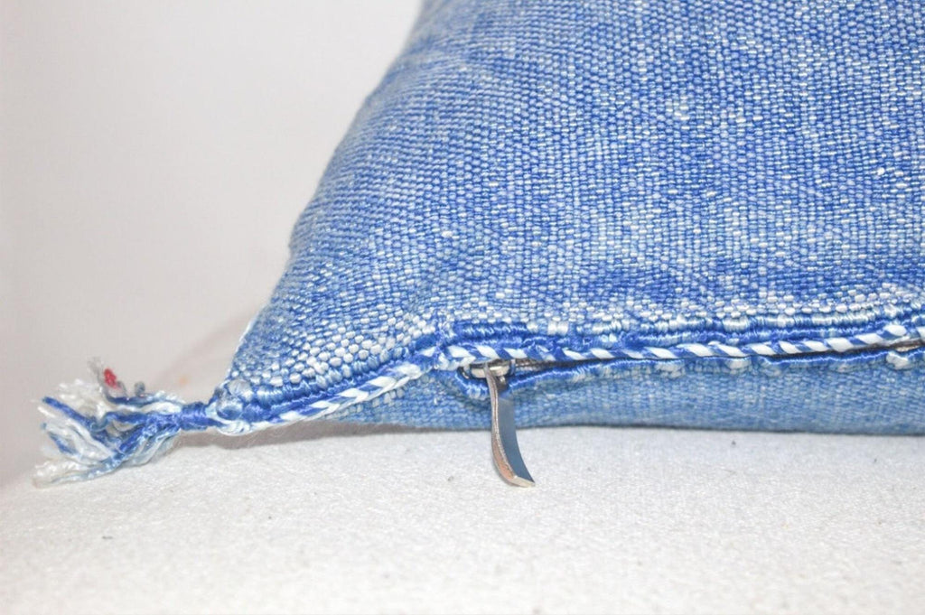 Handmade Blue Moroccan Cactus Silk Lumbar Pillow Cover - product image 3