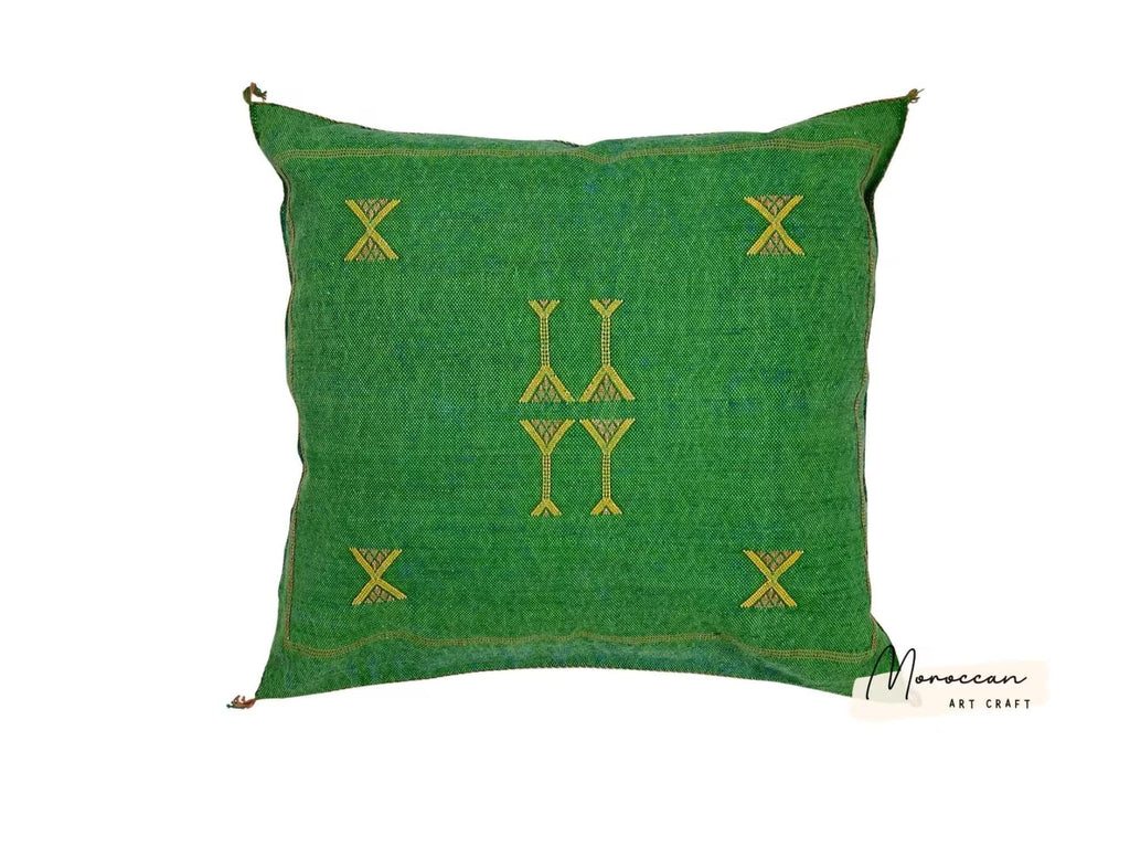 Green Pillows silk All sizes ,Pillow Cactus Silk, Lumbar Cushion Handmade Silk Decorative Pillow, Morocca - product image 3