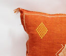 Orange Pillows silk 20x20 ,aka Cactus Silk pillow , Lumbar Cushion Handmade Cactus Silk Pillow, Moroccan - product image 4