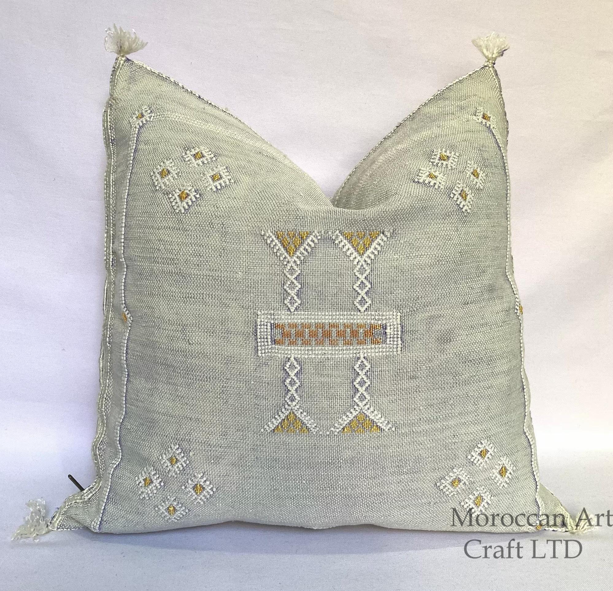 Gray Moroccan Cactus Silk Pillow ALL SIZES - product image 1