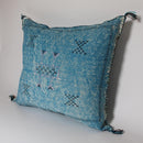 Blue Cactus Silk Pillow, Moroccan Lumbar Cushion, Handmade Sabra Pillow - product image 5