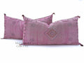 Pink Pillows silk 20x40,Pillow Cactus Silk, White Lumbar Cushion Handmade Cactus Silk Decorative Pillow - product image 1