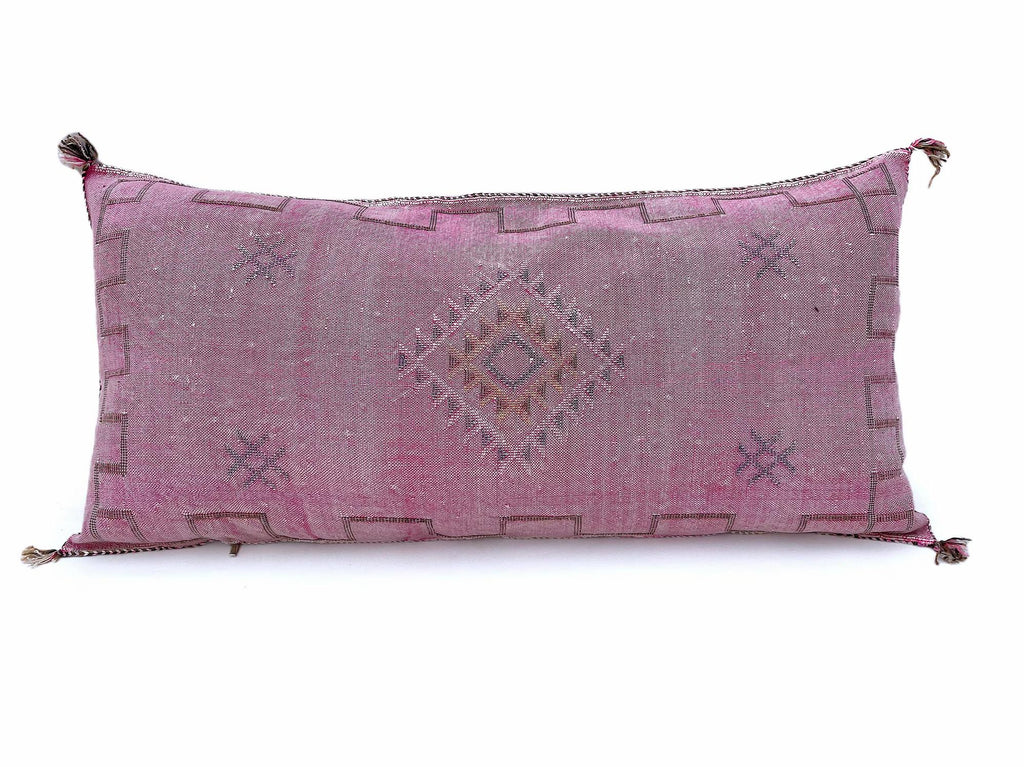 Pink Pillows silk 20x40,Pillow Cactus Silk, White Lumbar Cushion Handmade Cactus Silk Decorative Pillow - product image 4