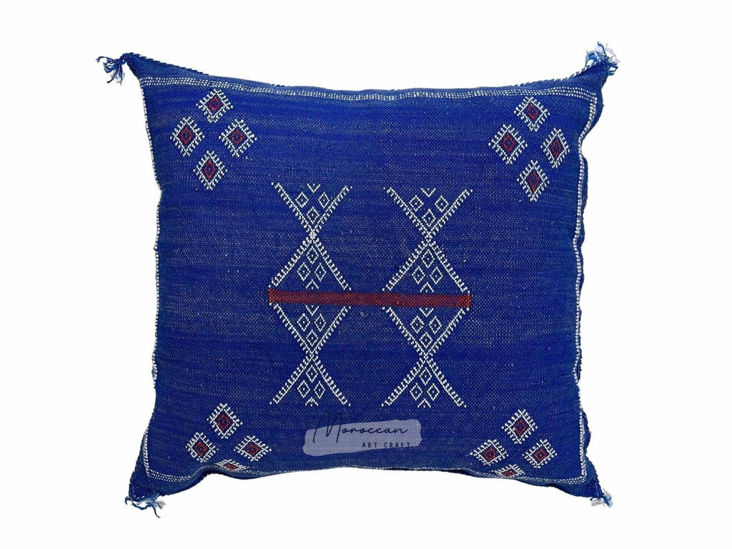Blue Pillows silk All sizes ,Pillow Cactus Silk, Lumbar Cushion Handmade Silk Decorative Pillow, Moroccan - product image 4
