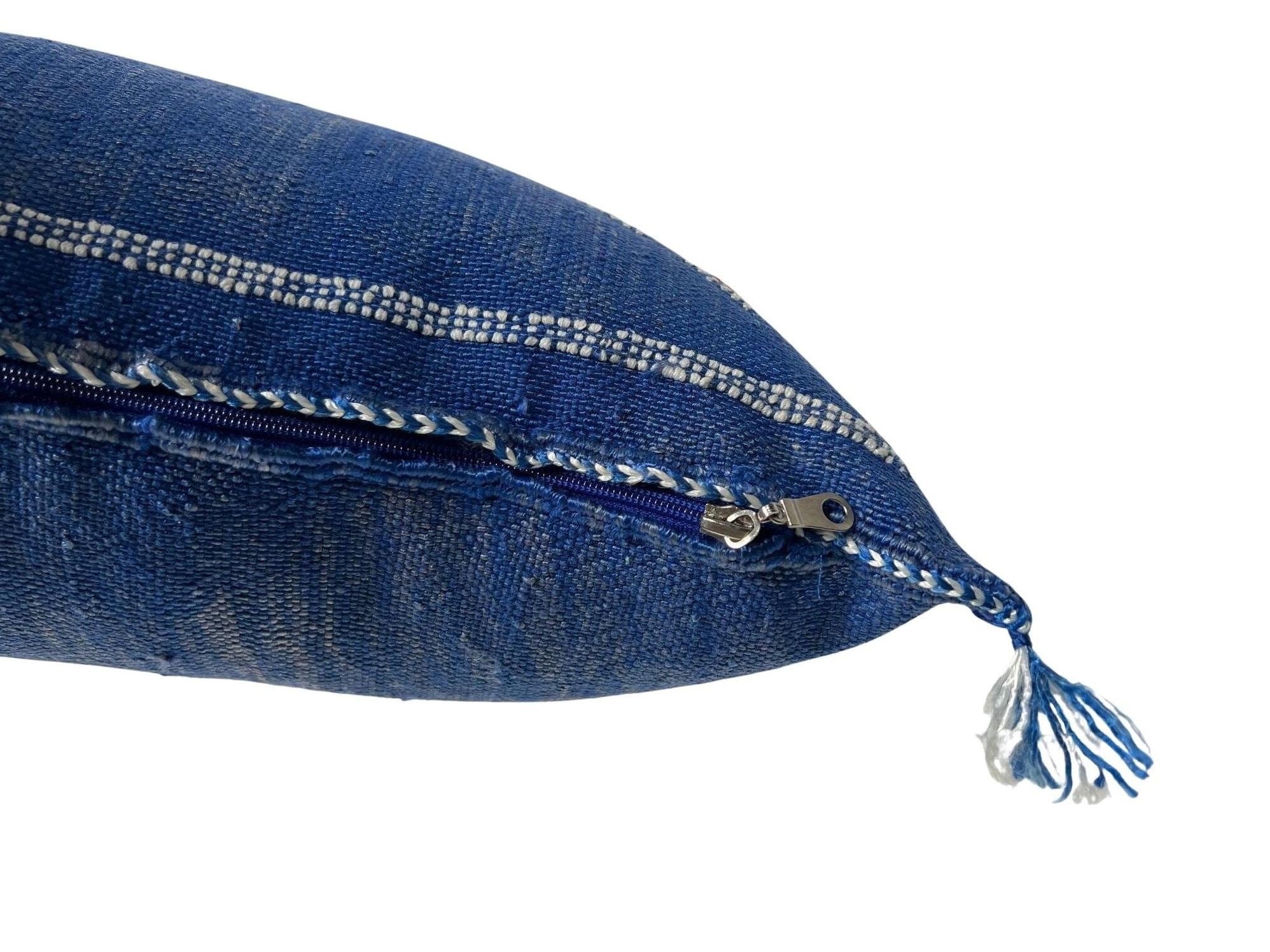 Blue Pillows silk All sizes ,Pillow Cactus Silk, Lumbar Cushion Handmade Silk Decorative Pillow, Moroccan - product image 5