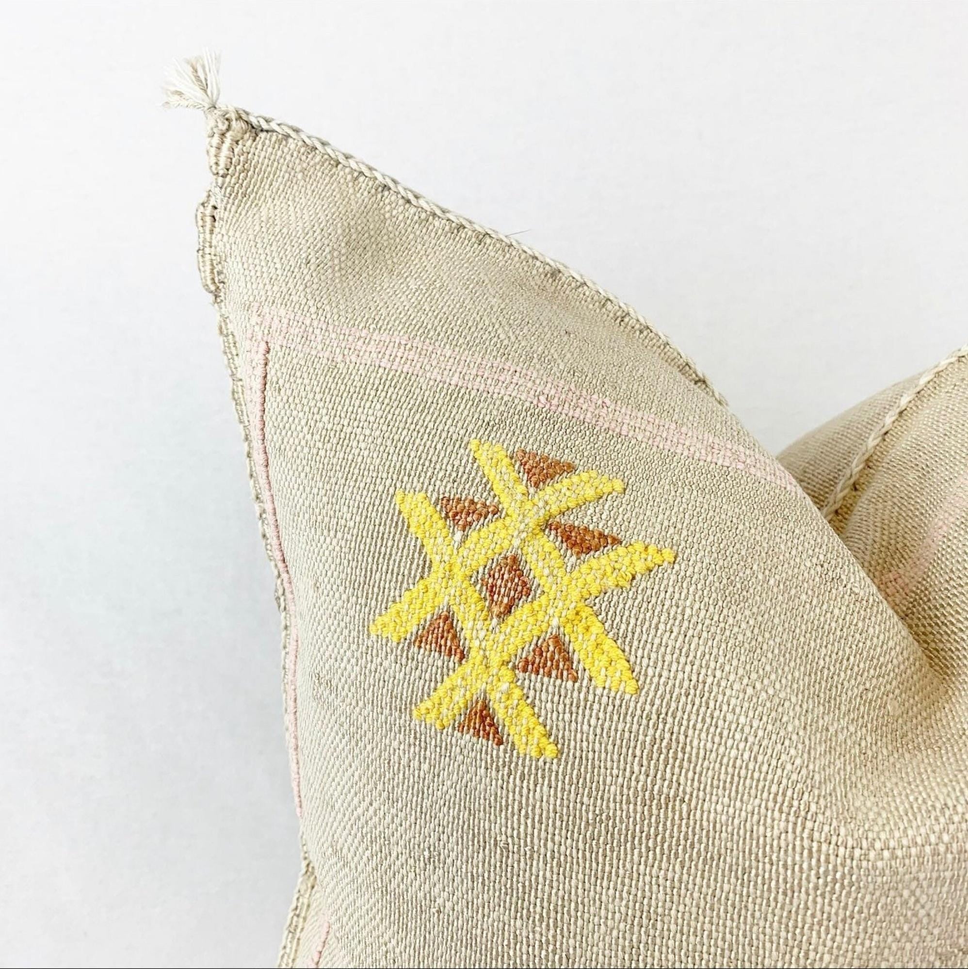 Beige Pillows silk All Sizes - Moroccan Cactus Silk pillow - pillow Cactus Silk - Throw pillow case, Lumb - product image 5