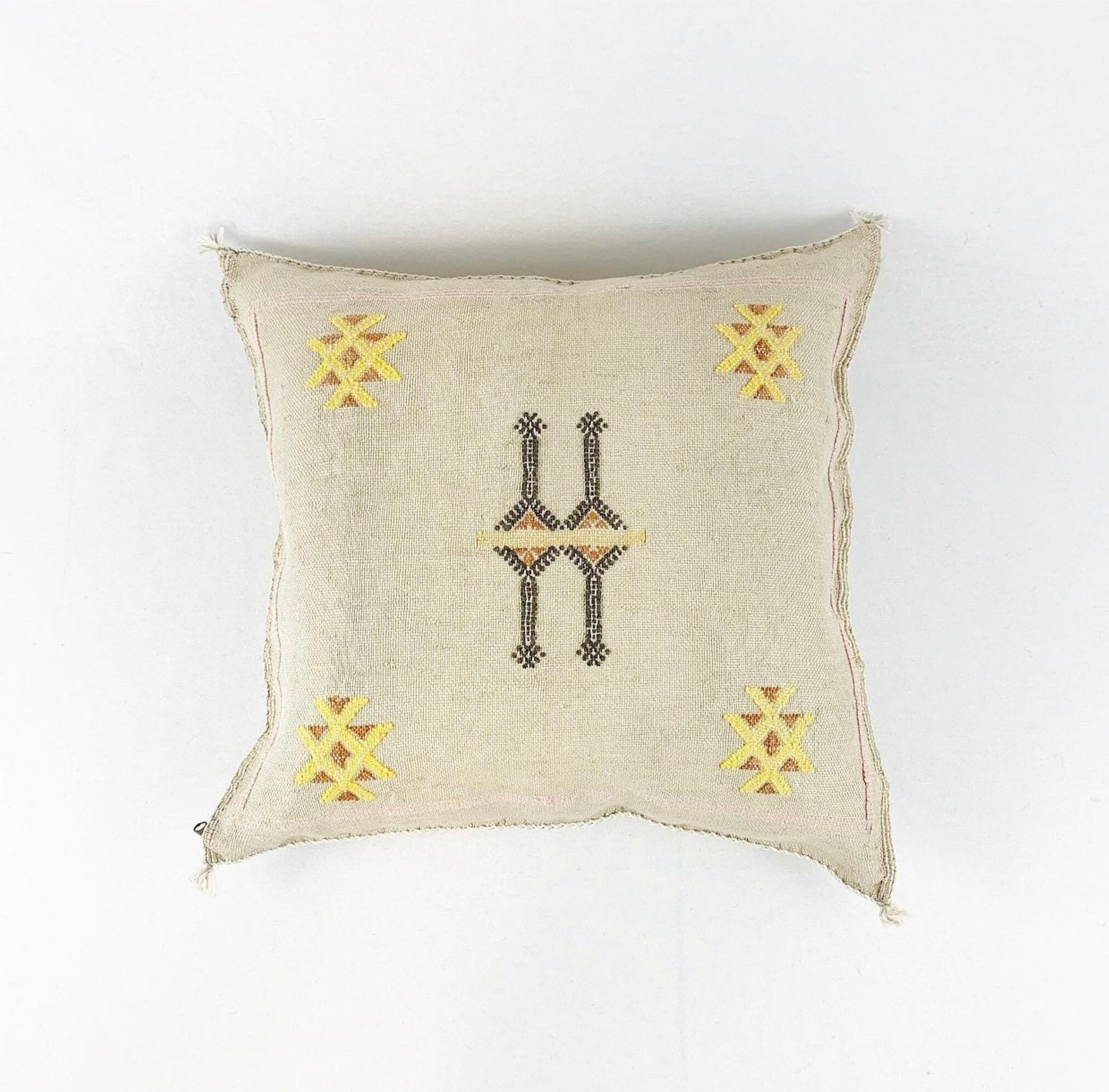 Beige Pillows silk All Sizes - Moroccan Cactus Silk pillow - pillow Cactus Silk - Throw pillow case, Lumb - product image 10