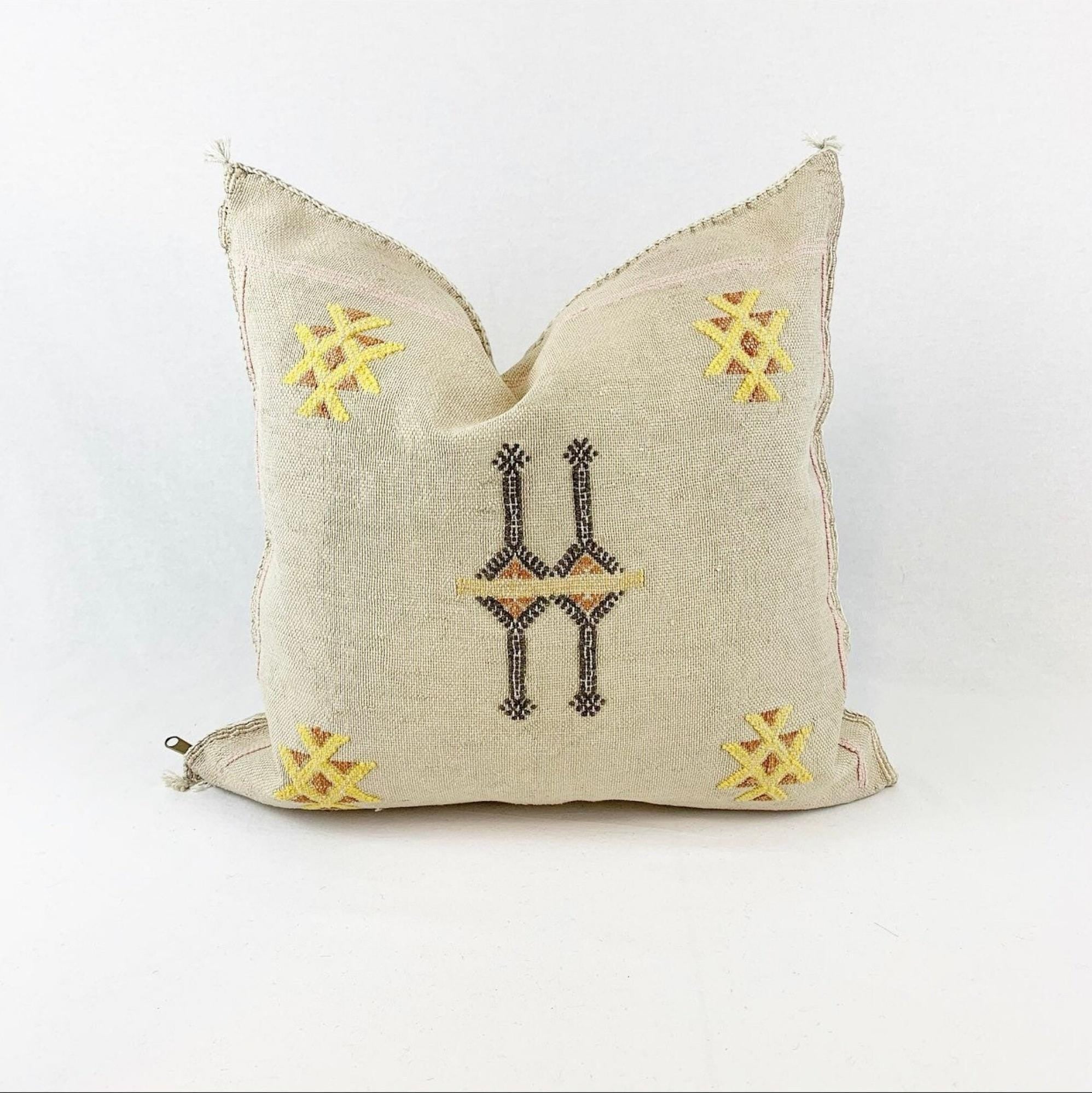 Beige Pillows silk All Sizes - Moroccan Cactus Silk pillow - pillow Cactus Silk - Throw pillow case, Lumb - product image 8
