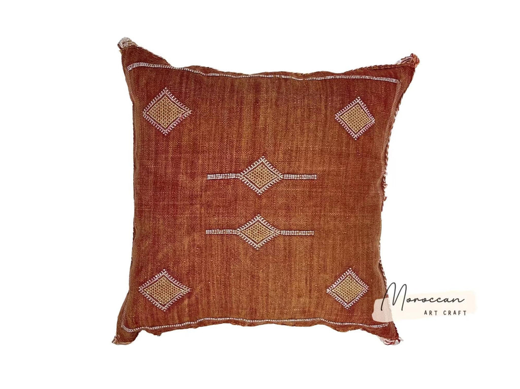 Orange Moroccan Cactus Silk Pillow ALL SIZES - product image 5