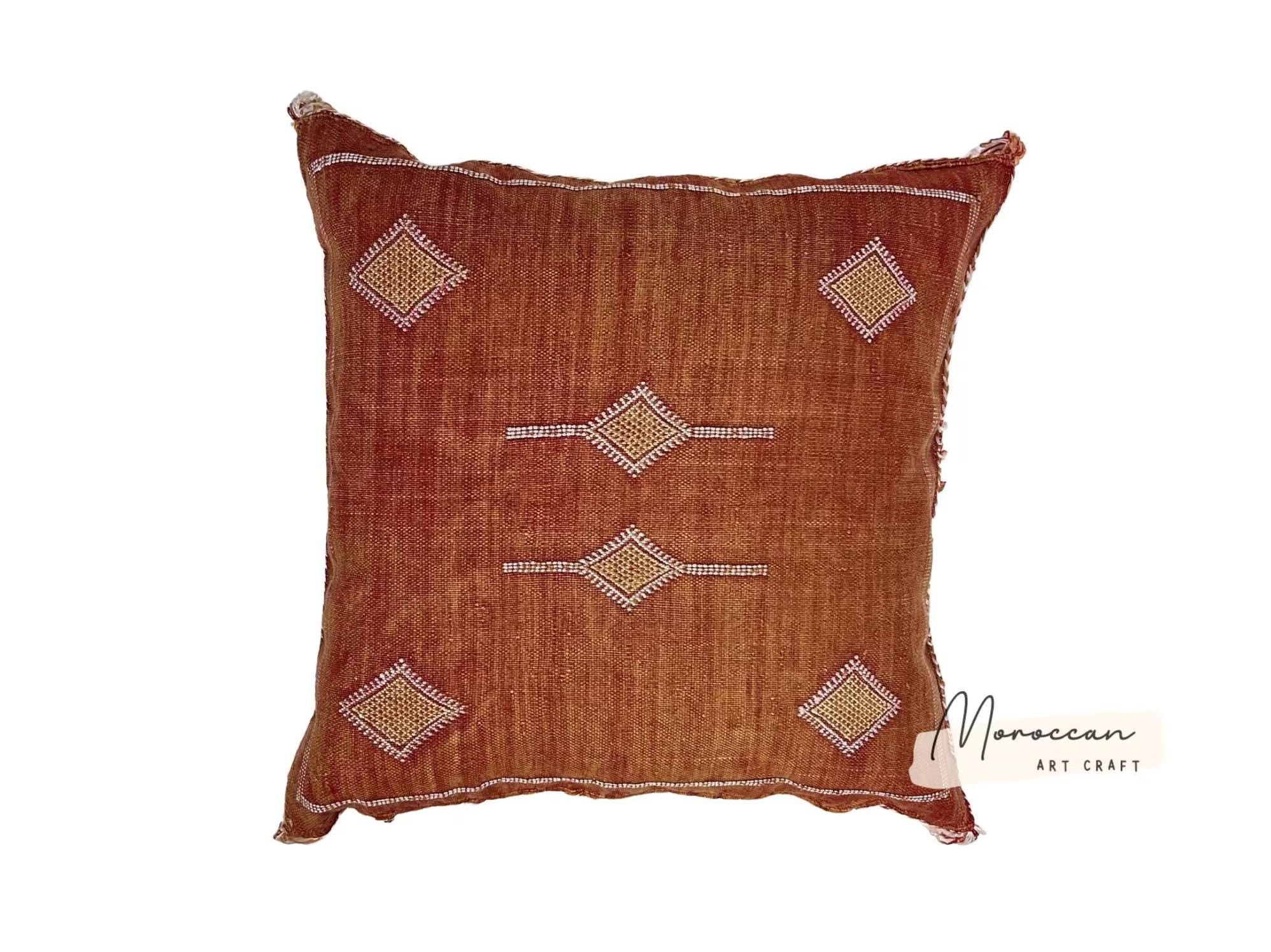Orange Moroccan Cactus Silk Pillow ALL SIZES - product image 5