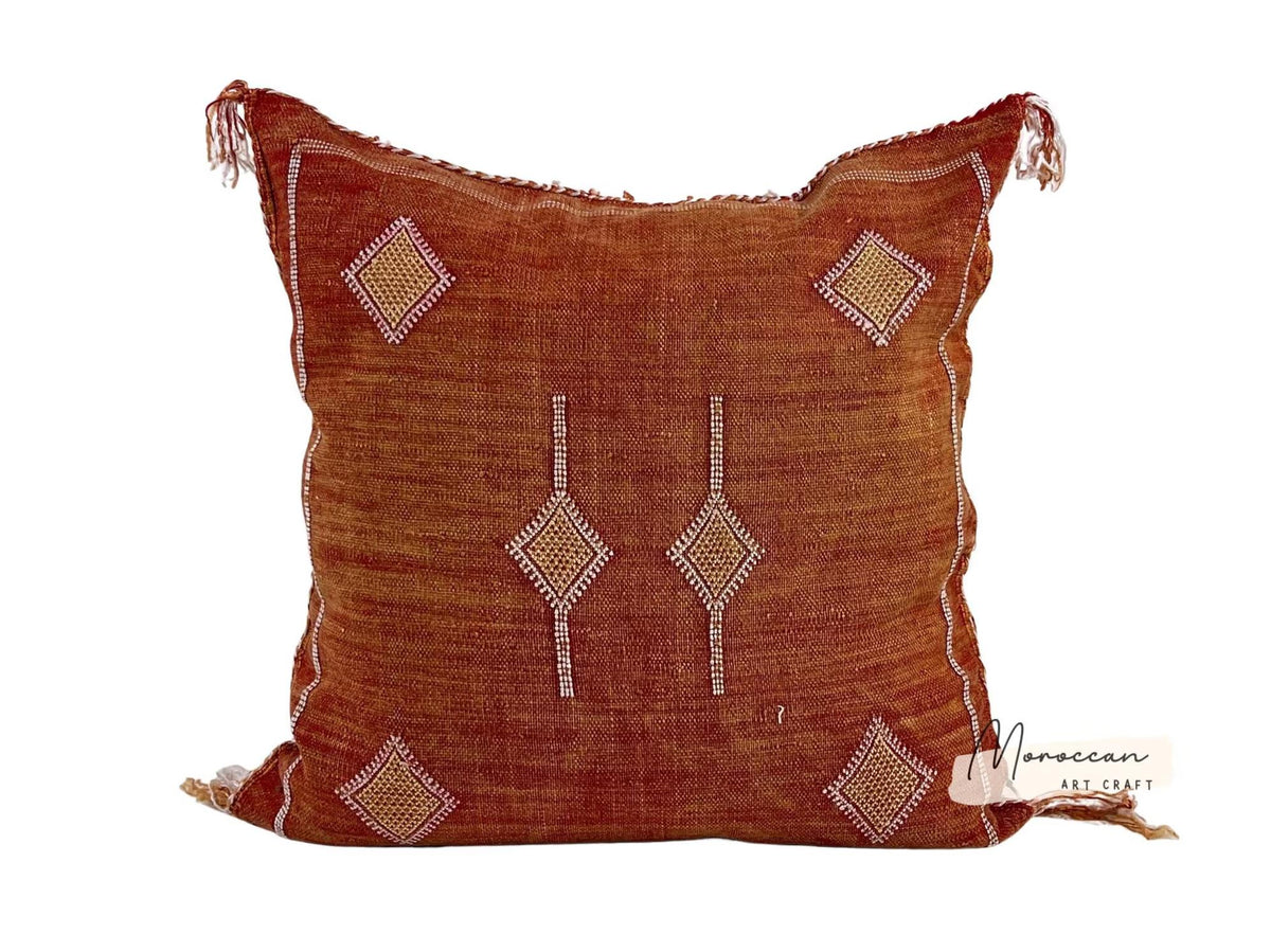 Orange Moroccan Cactus Silk Pillow ALL SIZES - product image 8