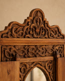 Hand-Carved Moroccan Wooden Mirror Frame with Shutters, Riad Wall Decor