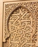 Handmade Moroccan Double Sliding Barn Doors, Arabesque Carved Wood Room Divider