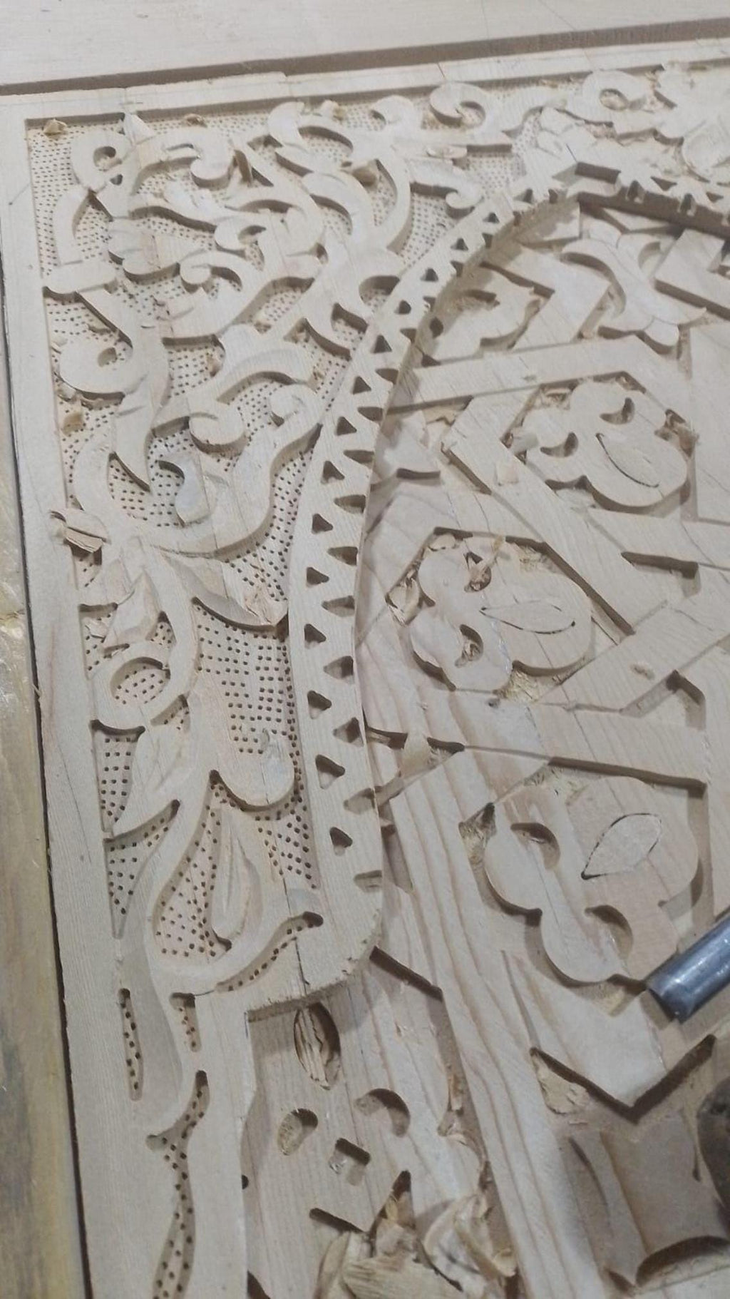 Handmade Moroccan Double Sliding Barn Doors, Arabesque Carved Wood Room Divider