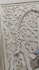 Handmade Moroccan Double Sliding Barn Doors, Arabesque Carved Wood Room Divider