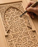 Handmade Moroccan Double Sliding Barn Doors, Arabesque Carved Wood Room Divider