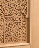 Handmade Moroccan Double Sliding Barn Doors, Arabesque Carved Wood Room Divider