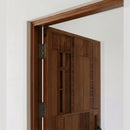 Hand-Carved Moroccan Wooden Door, Abstract Geometric Entry, Textured Panels, Custom Size