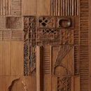 Hand-Carved Moroccan Wooden Door, Abstract Geometric Entry, Textured Panels, Custom Size